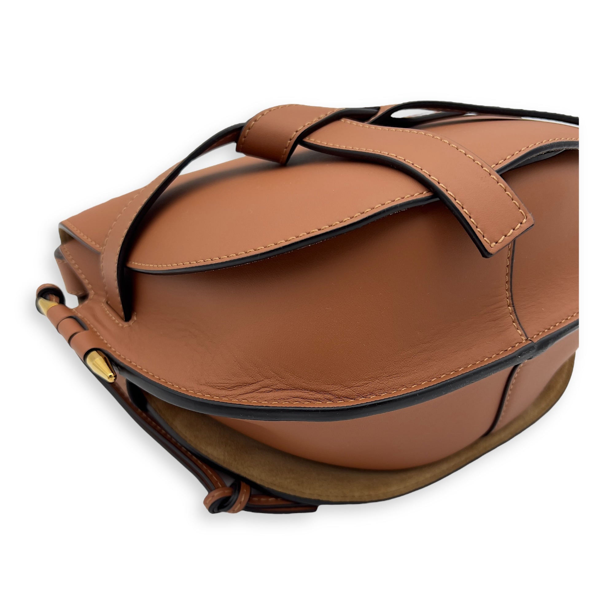 Loewe Gate Crossbody Bag Medium Brown in Calfskin, Gold hardware_9