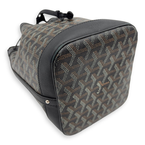 Goyard Flot Bucket Bag Black in Coated Canvas, Silver hardware_9