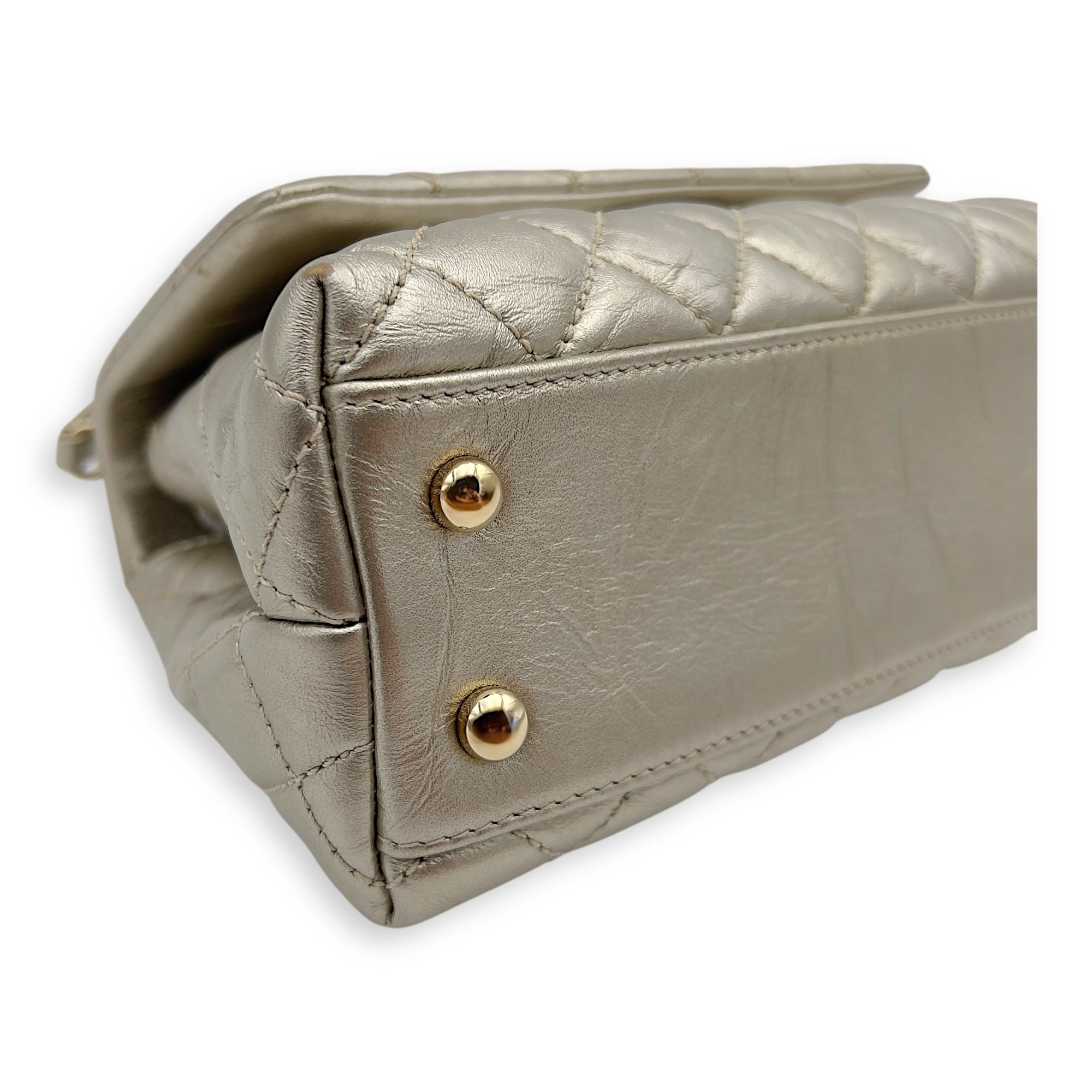 Chanel Coco Small Gold Top Handle Bag in Calfskin, Gold hardware_9