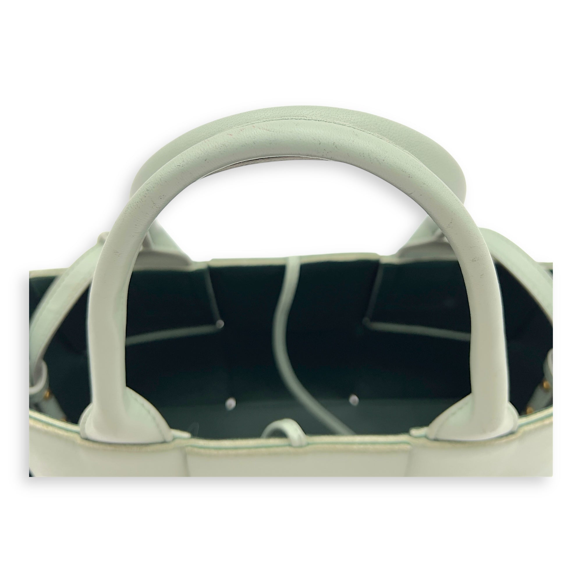Bottega Veneta Arco Top Handle Bag Green in Lambskin_9