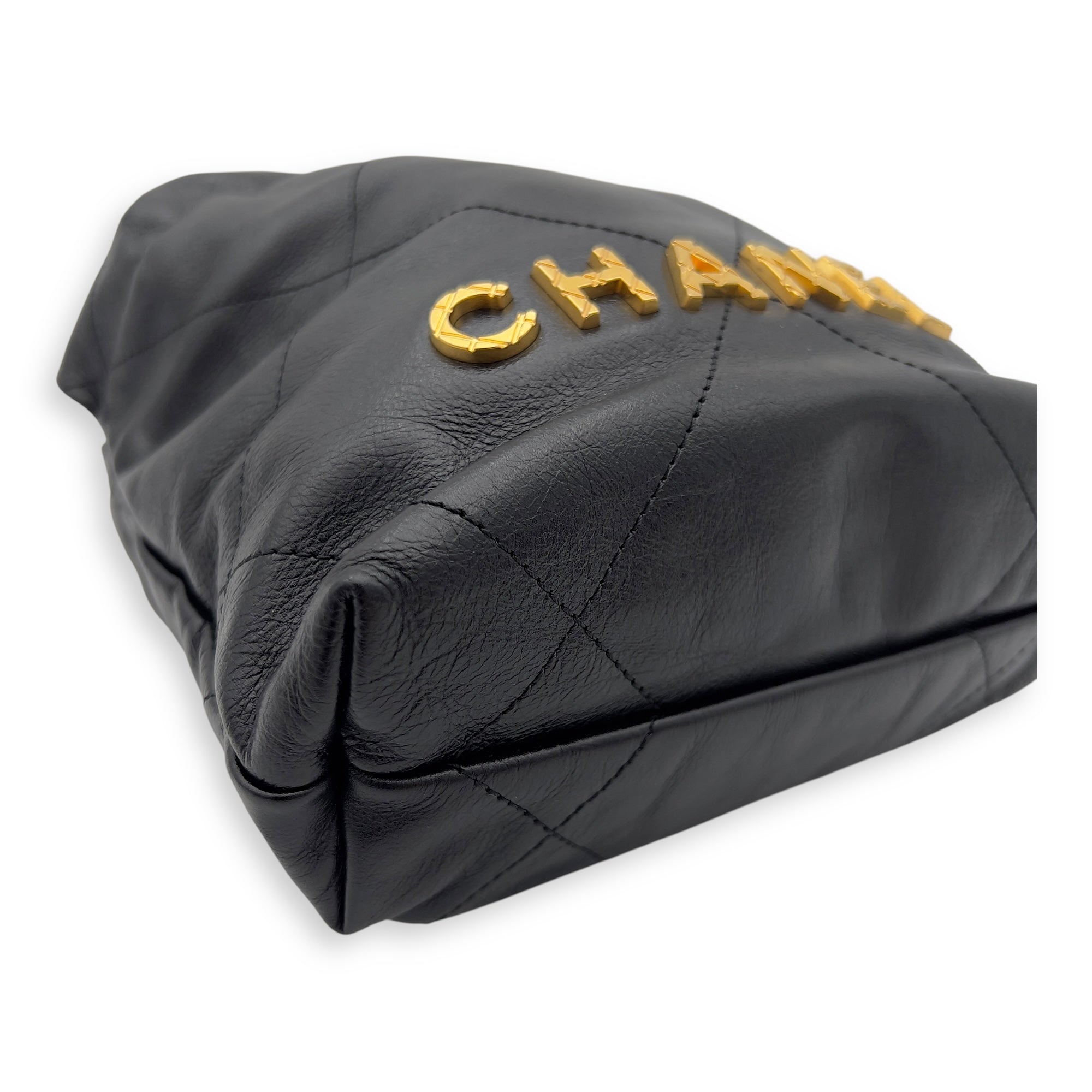 Chanel 22 Tote Crossbody Bag Mini Pearl in Calfskin, Gold hardware_9