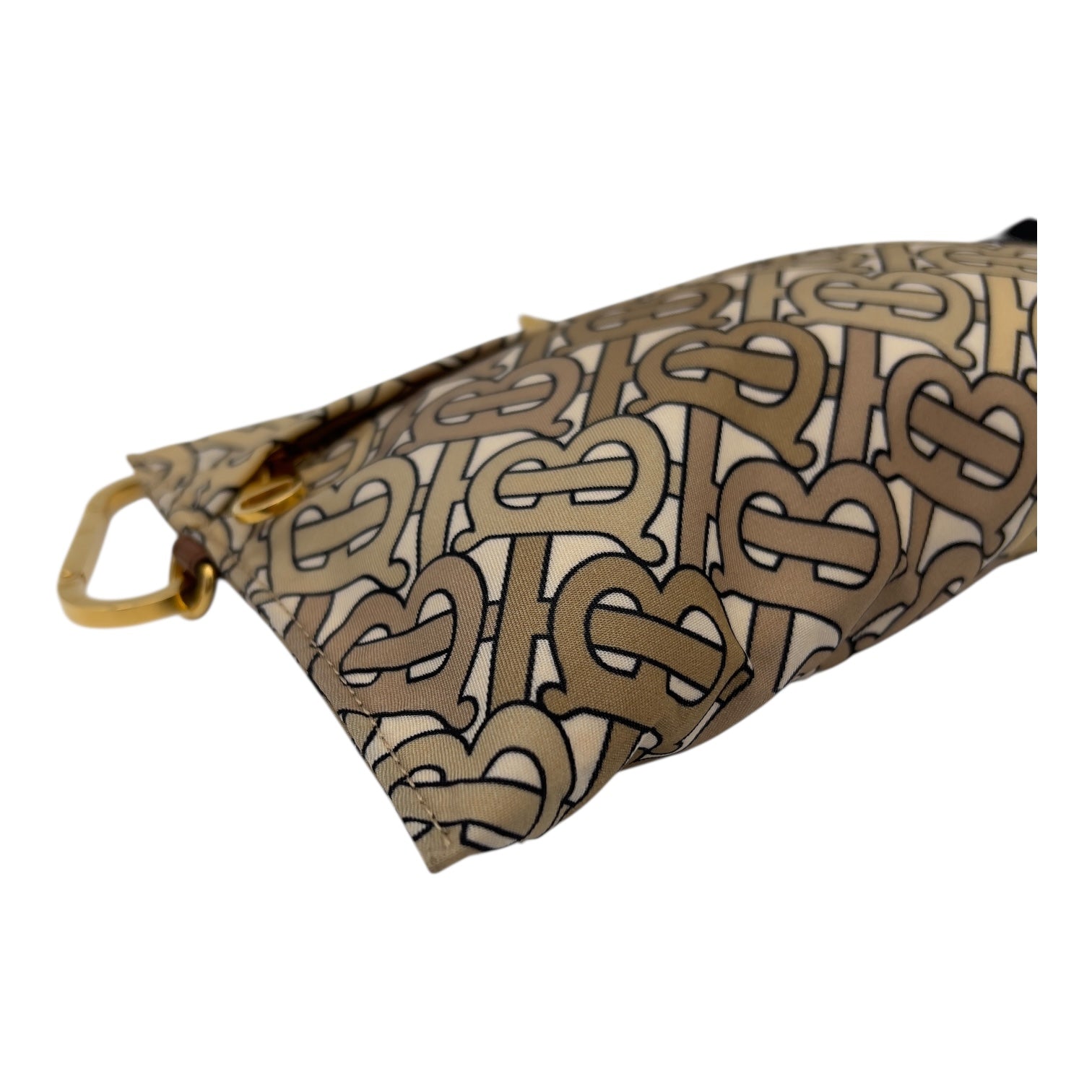Balenciaga TB Logo Pouch Brown in Canvas, Gold hardware_9