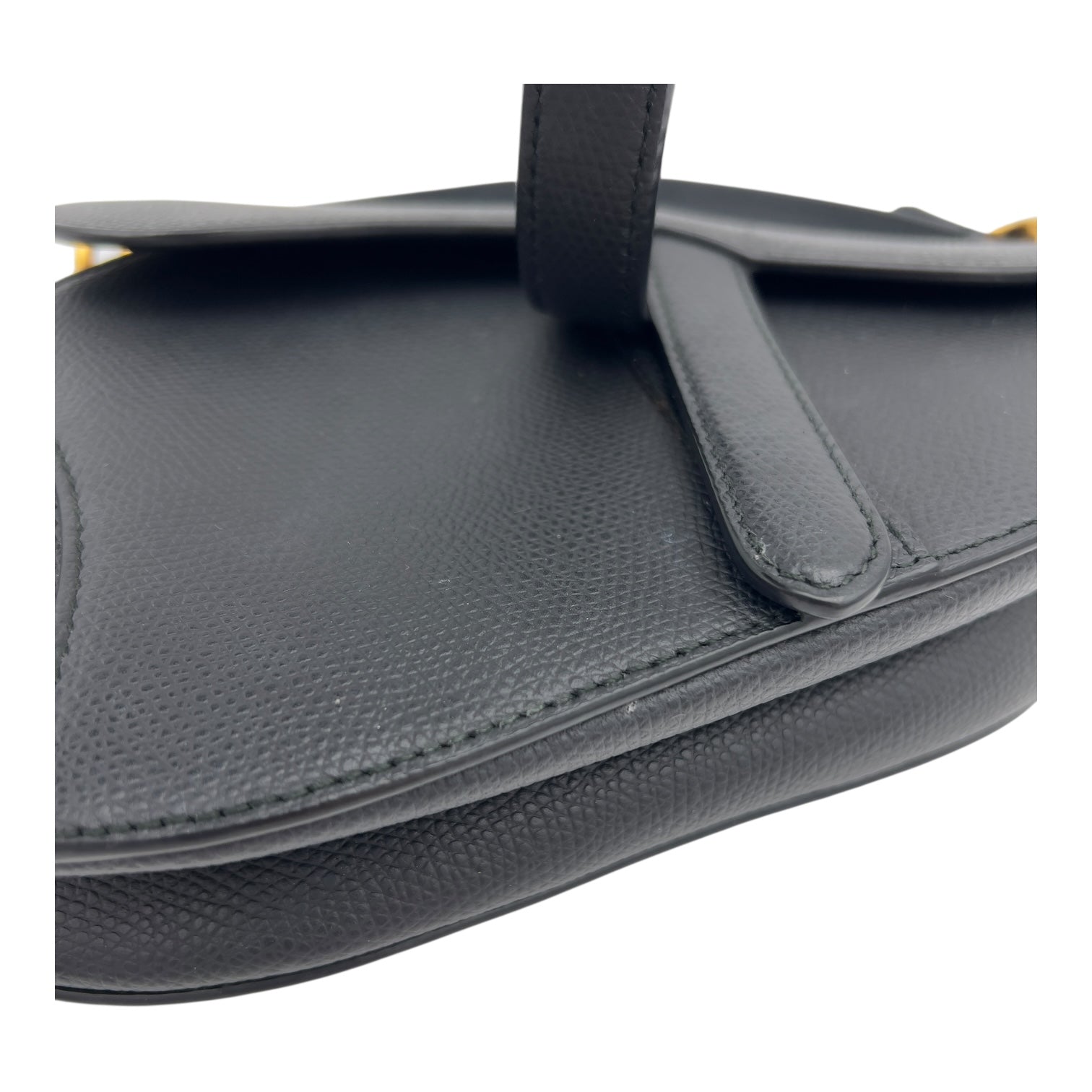 Christian Dior Saddle with Strap Mini Black Crossbody Bag in Calfskin, Brushed Gold hardware_7