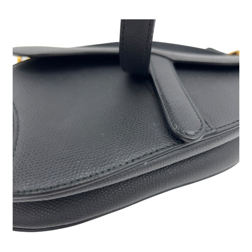 Christian Dior Saddle with Strap Mini Black Crossbody Bag in Calfskin, Brushed Gold hardware_7