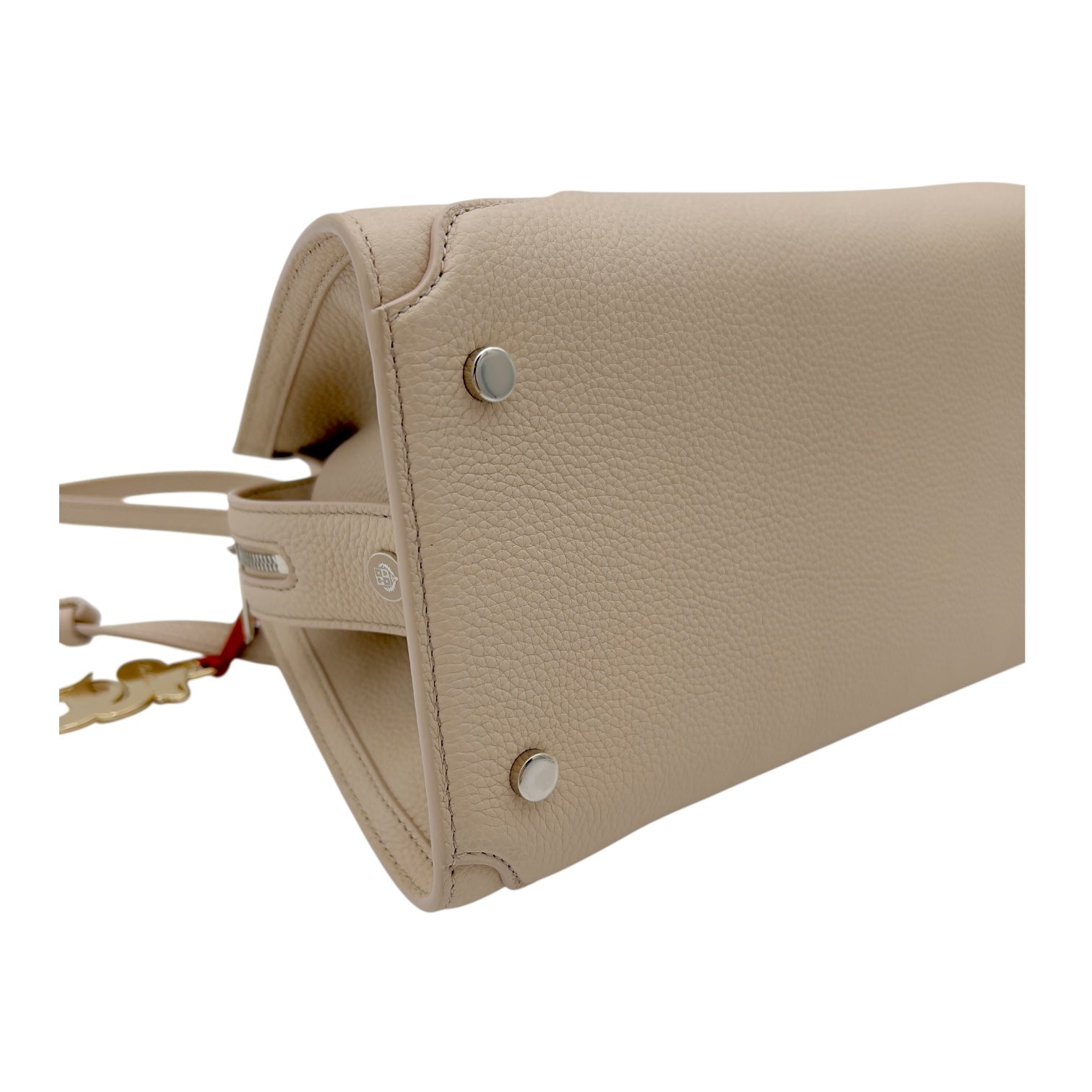 Loro Piana Sesia Top Handle Bag Ecru white in Calfskin, Silver hardware_9