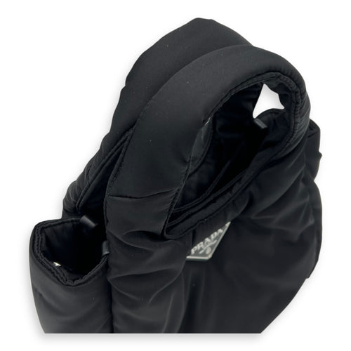 Prada Re-Nylon Padded Black Top Handle Bag in Nylon, Silver hardware_7