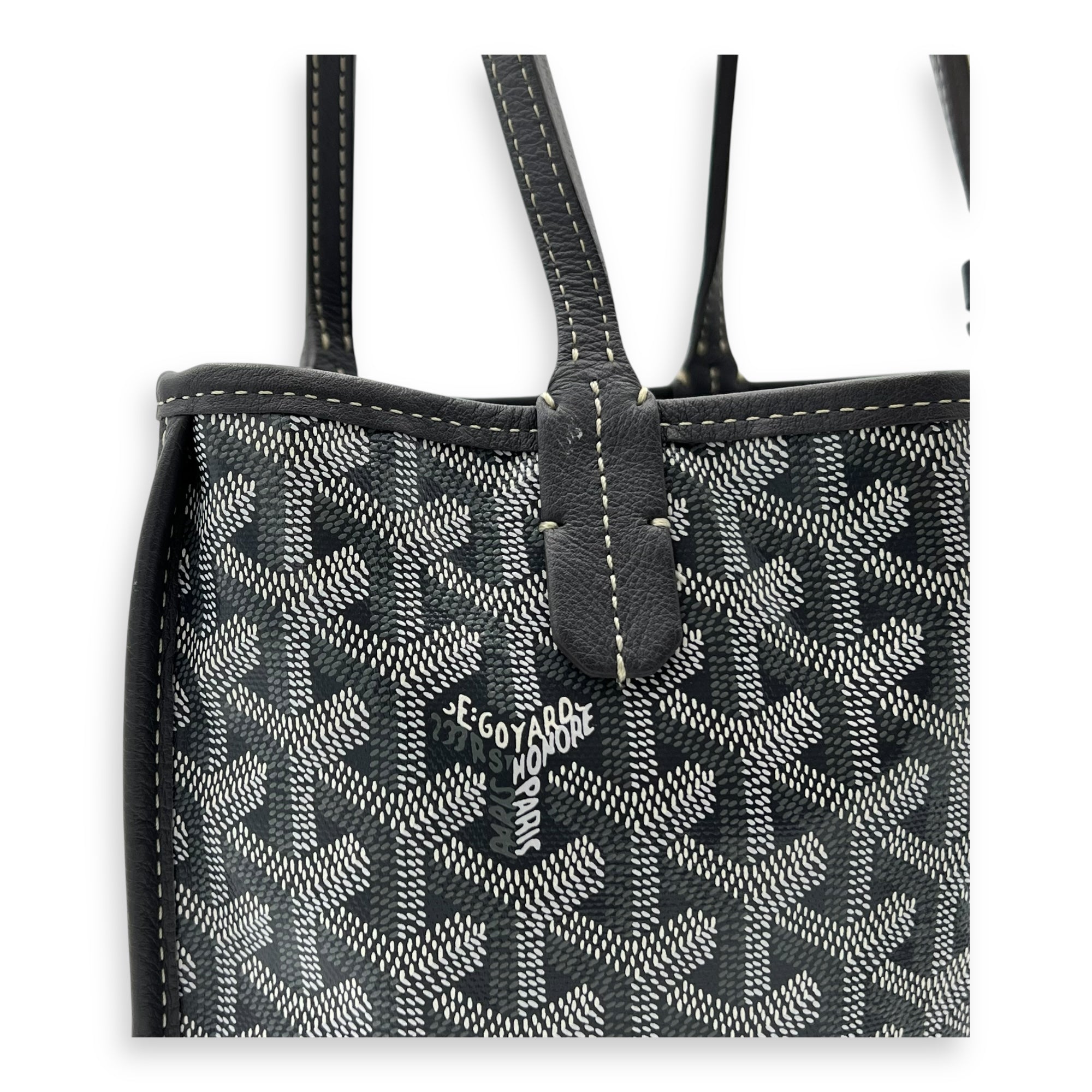 Goyard Anjou Mini Grey Tote Bag in Coated Canvas, Silver hardware_7