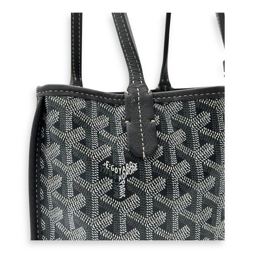 Goyard Anjou Mini Grey Tote Bag in Coated Canvas, Silver hardware_7
