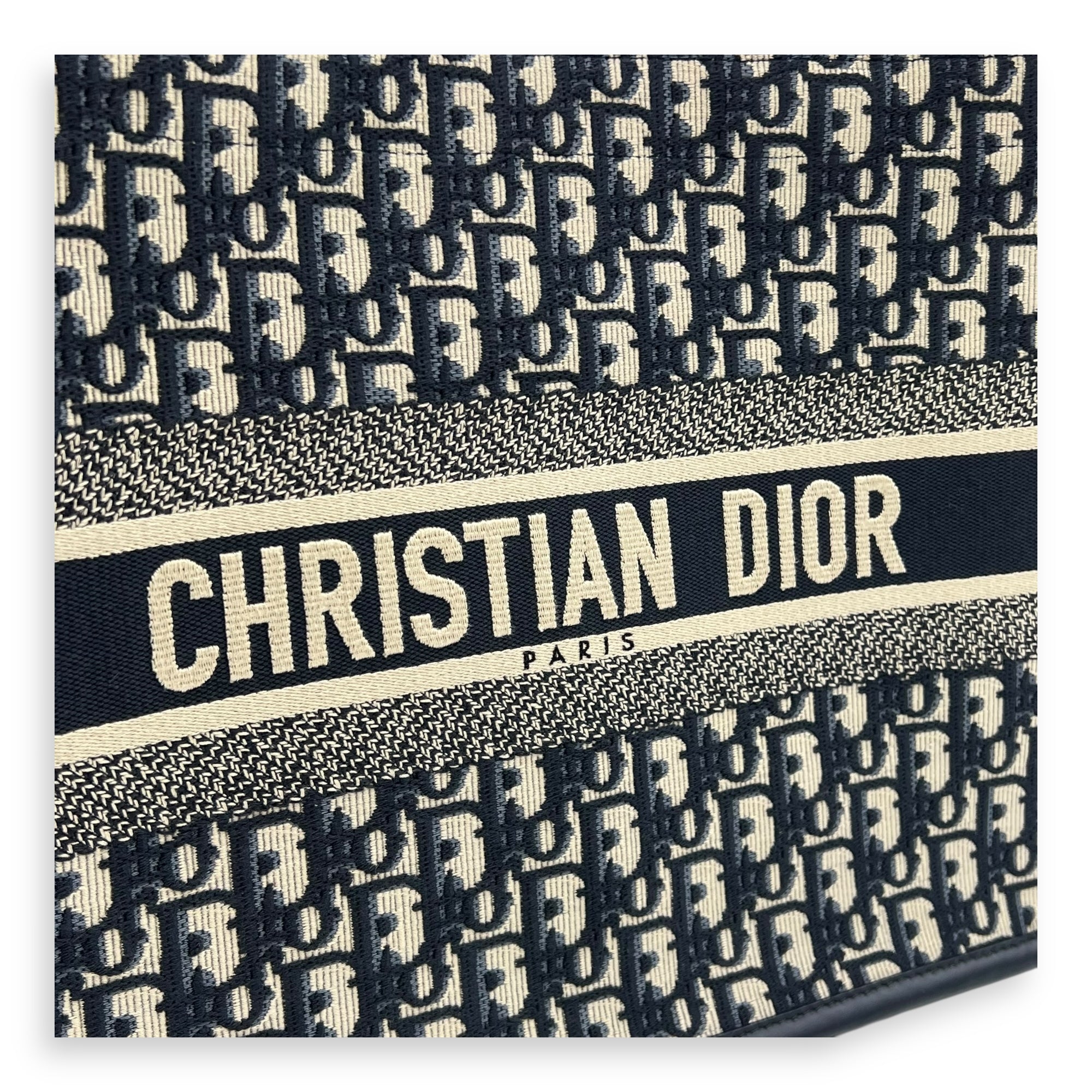Christian Dior Book Tote Top Handle Bag Medium Blue in Canvas, Gold hardware_7