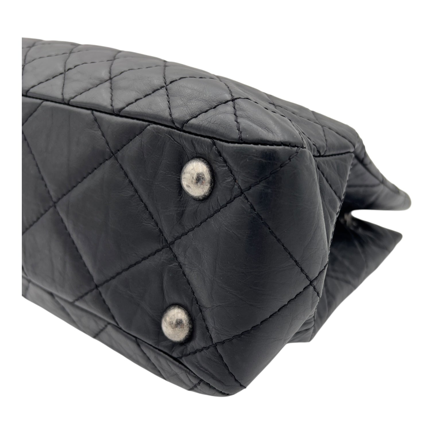 Chanel 2.55 Shoulder Bag Black in Calfskin, Ruthenium hardware_8