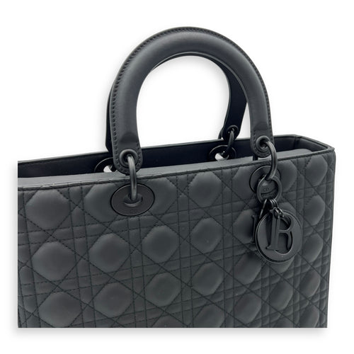 Christian Dior Lady Dior Top Handle Bag Large Ultramatte in Lambskin, Lacquered Metal hardware_7