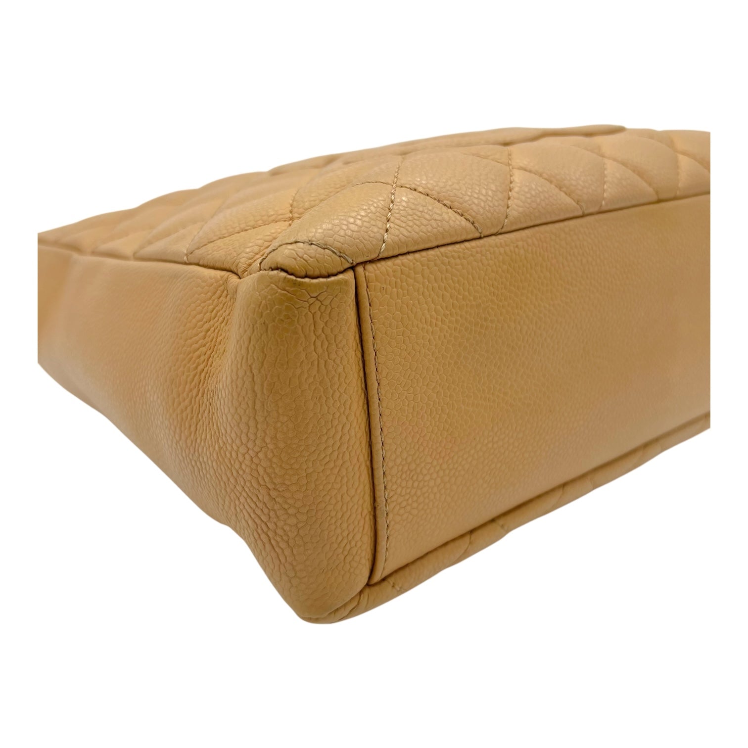 Chanel PST Shoulder Bag Beige in Caviar Leather, Gold hardware_9
