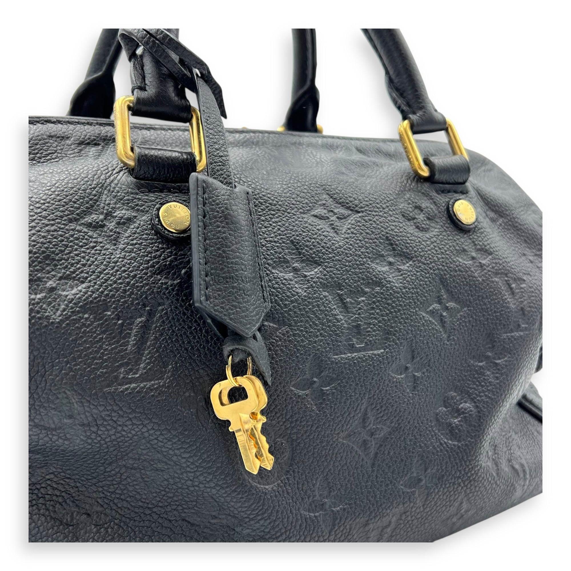 Louis Vuitton Speedy Top Handle Bag 25 Blue in Empreinte Leather, Gold hardware_7
