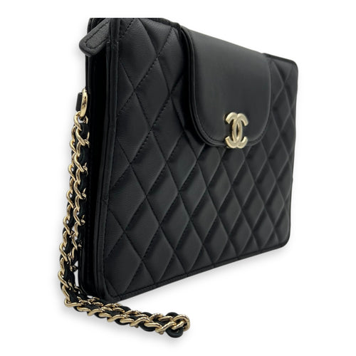 Chanel CC Clutch Black in Lambskin, Gold hardware_7