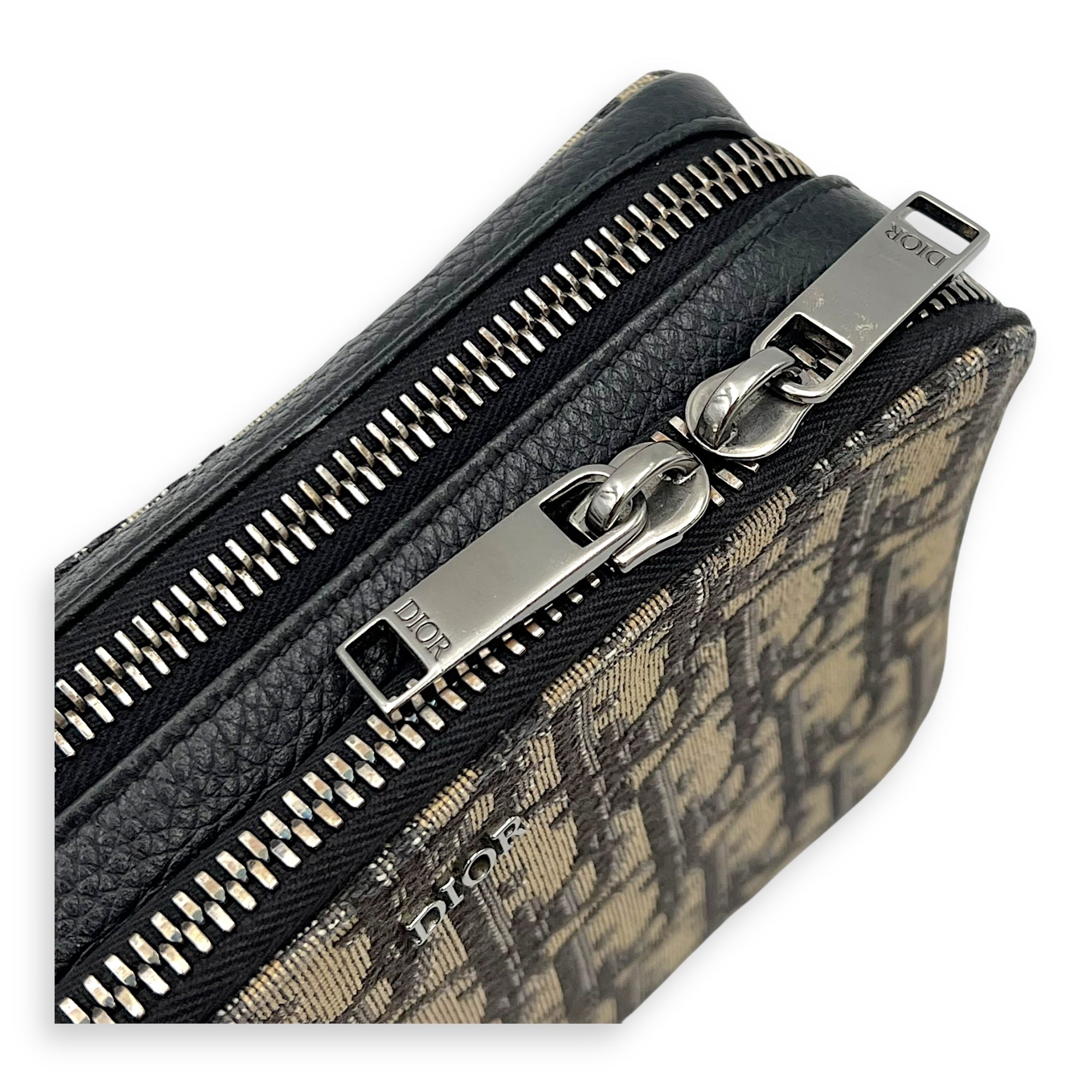 Christian Dior Zipped Pouch Oblique Blue Crossbody Bag in Jacquard, Silver hardware_7