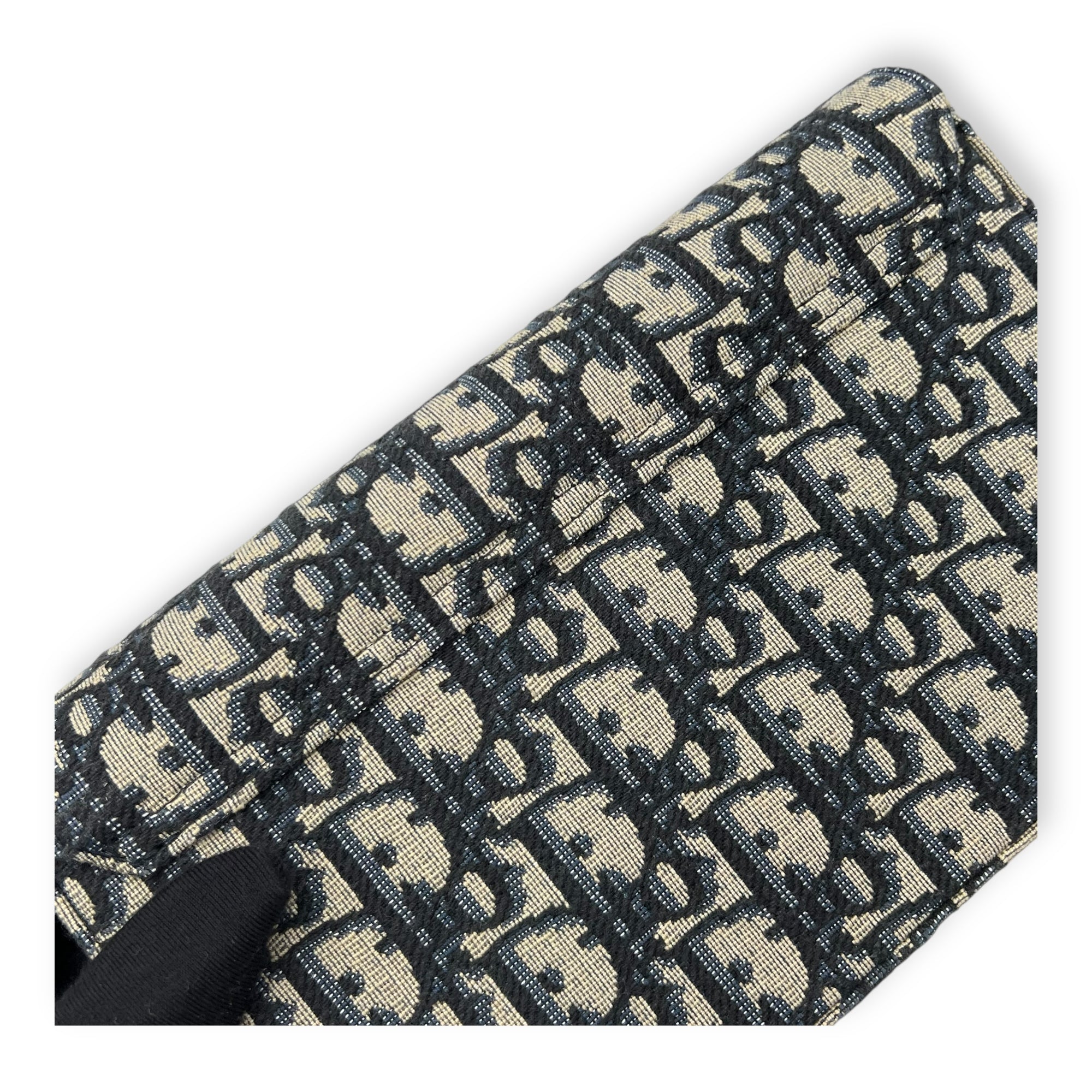 Christian Dior Saddle Wallet On Chain Blue in Jacquard, Gold hardware_7