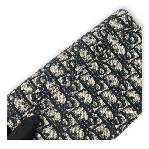 Christian Dior Saddle Wallet On Chain Blue in Jacquard, Gold hardware_7
