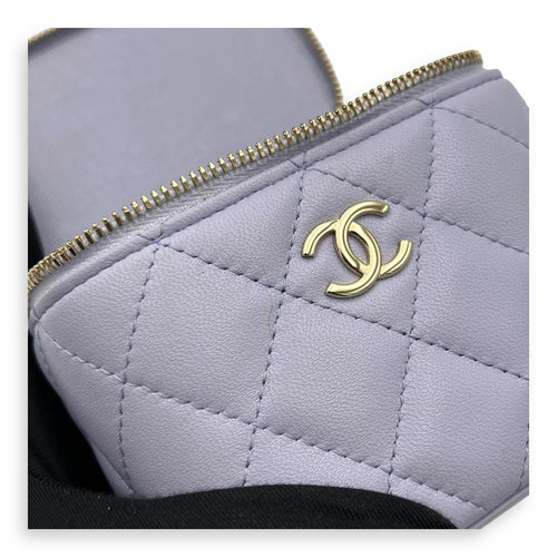 Chanel Vanity Crossbody Bag Mini Purple in Lambskin, Gold hardware_7