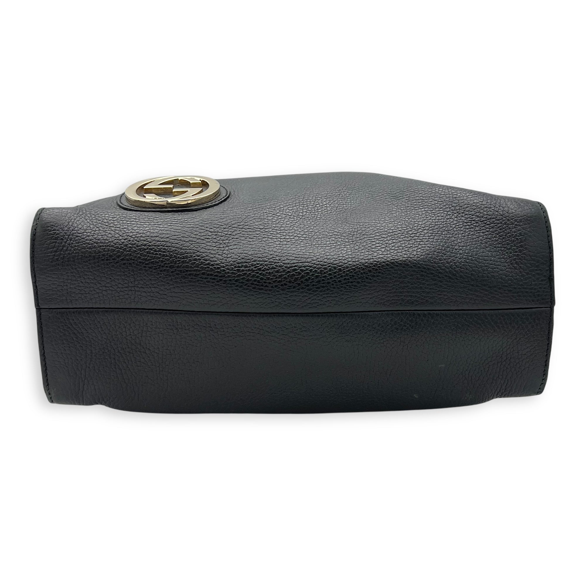 Gucci Interlocking G Tote Bag Black in Calfskin, Gold hardware_5