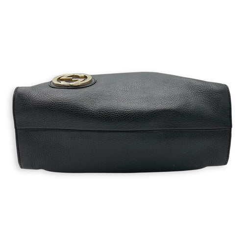 Gucci Interlocking G Tote Bag Black in Calfskin, Gold hardware_5