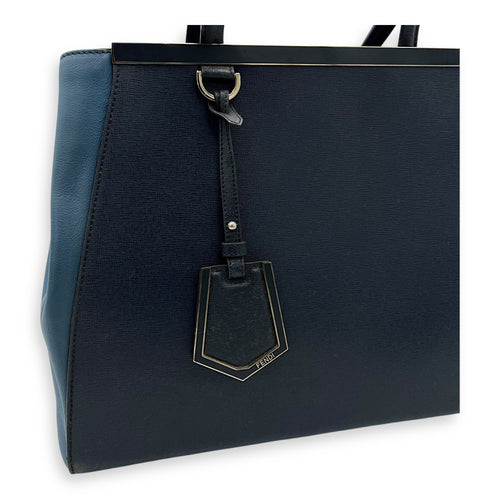 Fendi 2Jours Top Handle Bag Blue in Calfskin, Silver hardware_7