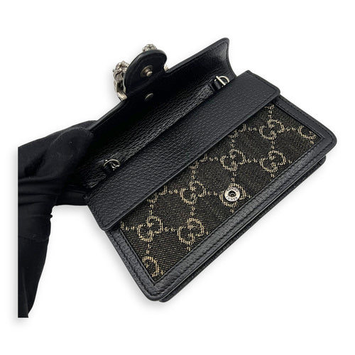 Gucci Dionysus Super Mini Black Crossbody Bag in Canvas, Silver hardware_7
