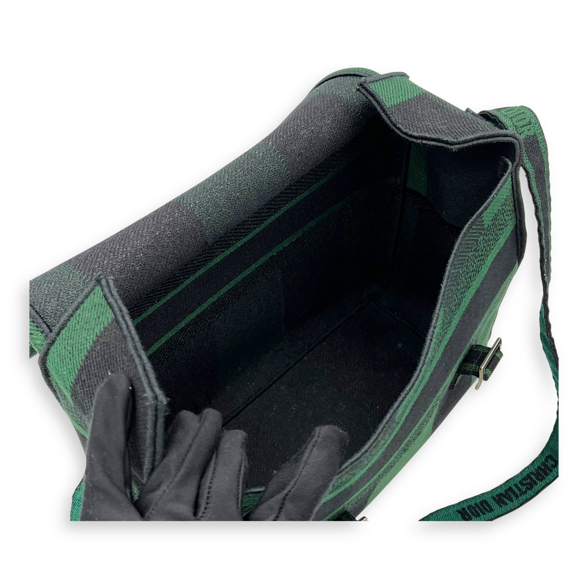 Christian Dior Camp Crossbody Bag Green in Canvas, Silver hardware_7