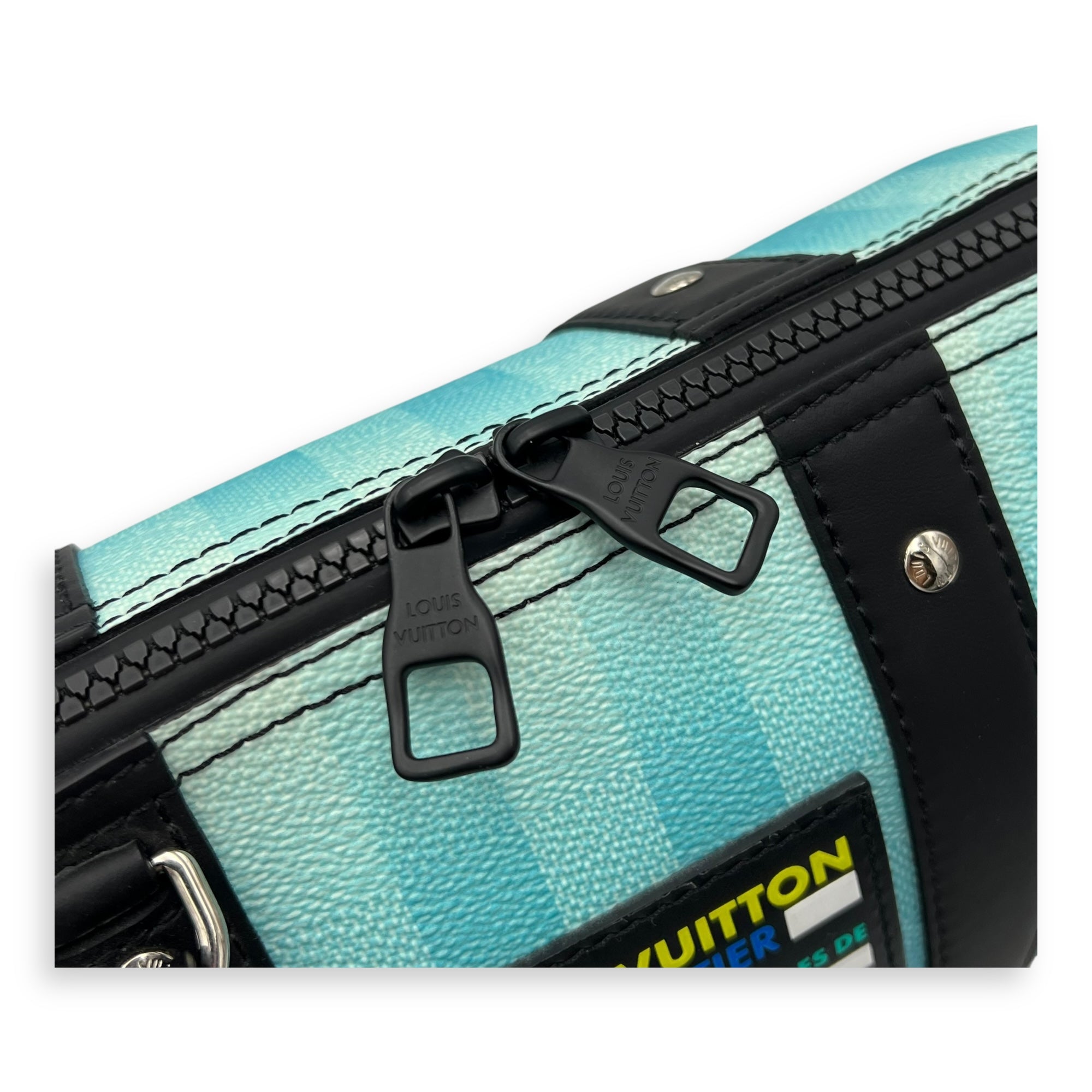 Louis Vuitton City keepall Crossbody Bag Medium Blue in Canvas, Black hardware_7