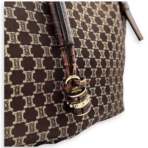Celine Bittersweet Brown Tote Bag in Canvas, Gold hardware_7