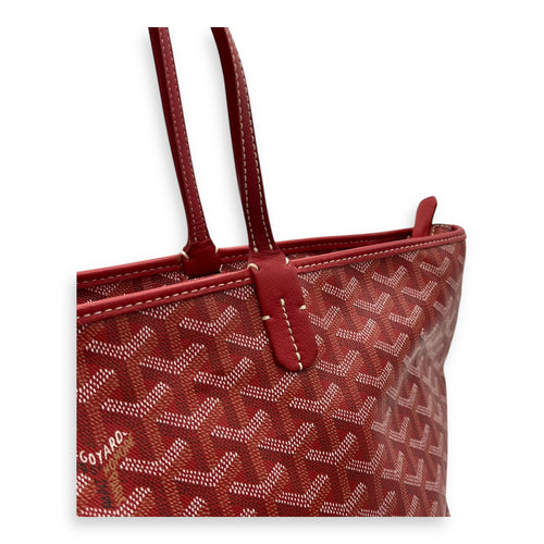 Goyard Artois MM Red Tote Bag in Coated Canvas, Silver hardware_7