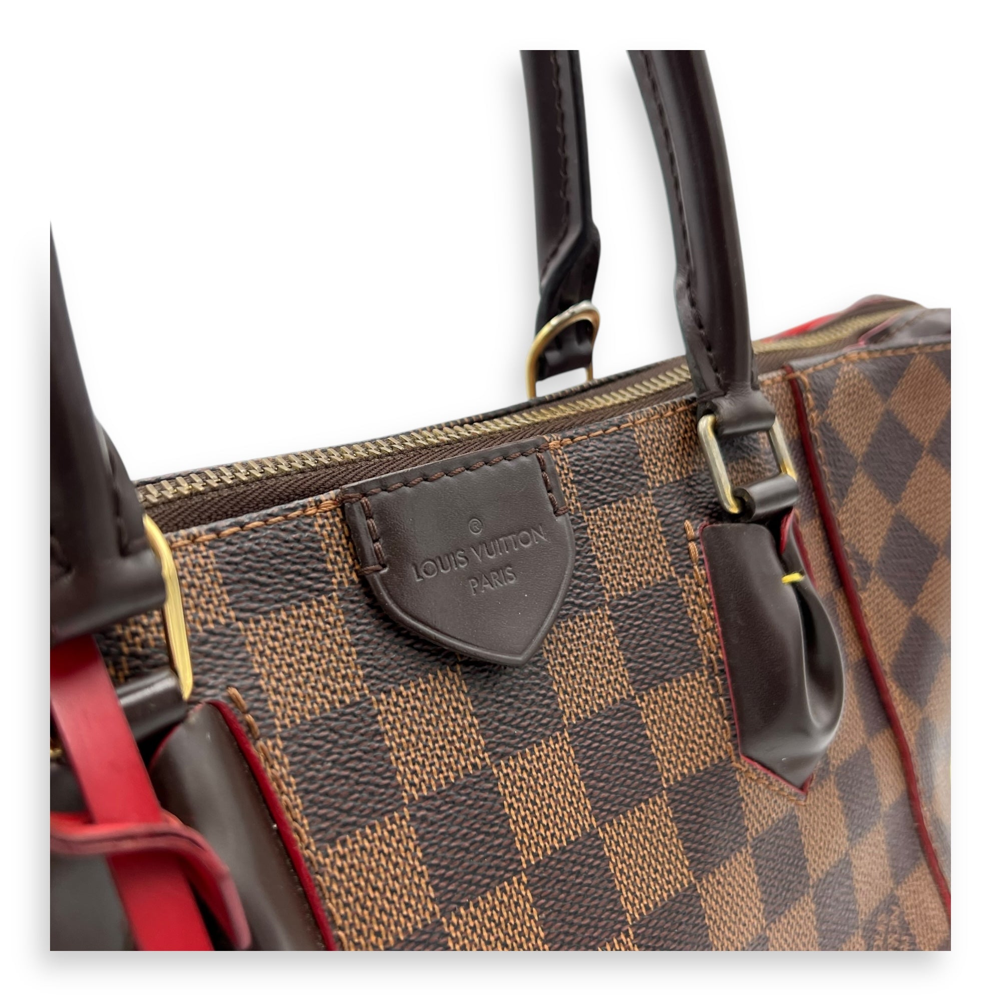 Louis Vuitton Caissa Top Handle Bag Brown in Coated Canvas, Gold hardware_7