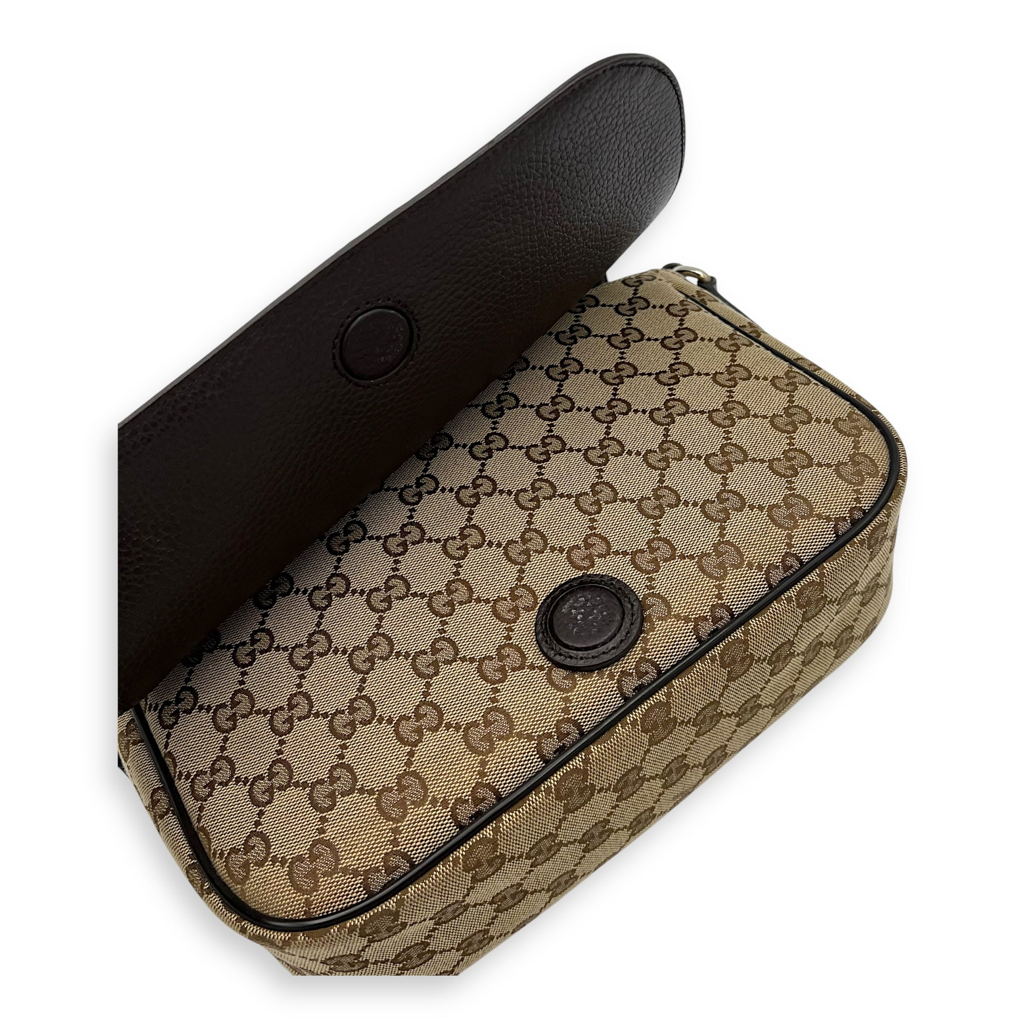 Gucci GG Supreme Small Brown Messenger in Canvas, Silver hardware_7