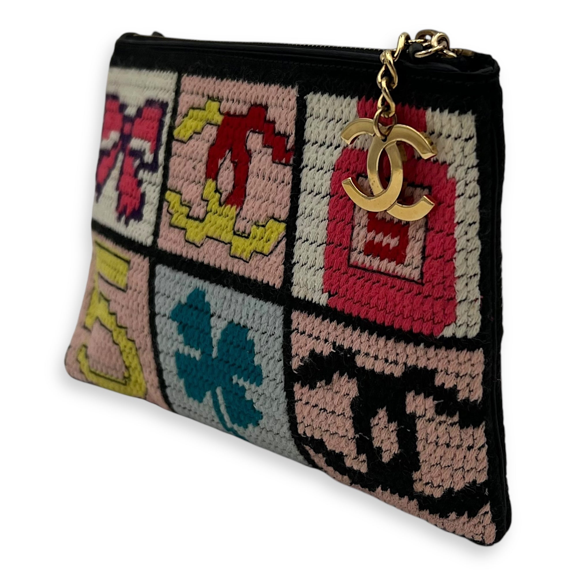 Chanel Patchwork Clutch Multi-colour in Knit, Gold hardware_3