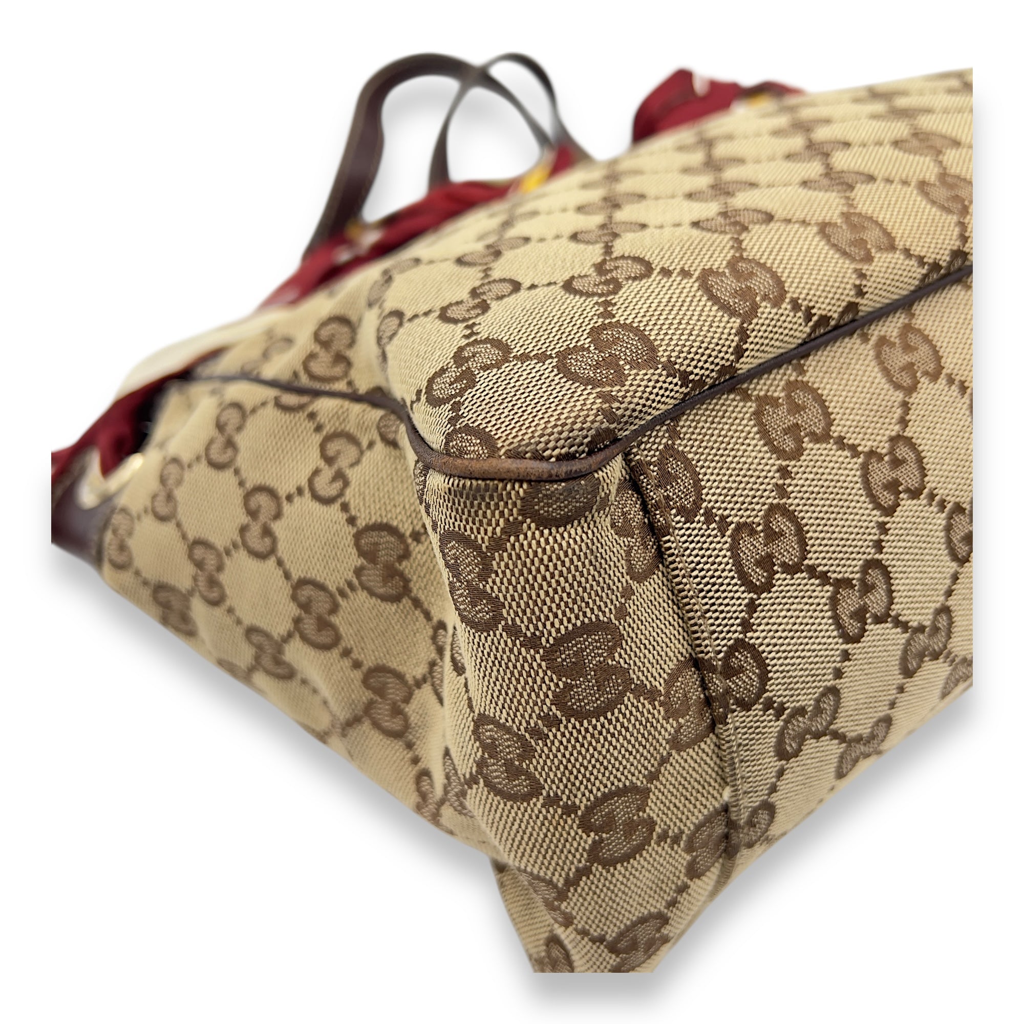 Gucci GG Brown Tote Bag in Canvas, Light Gold hardware_7