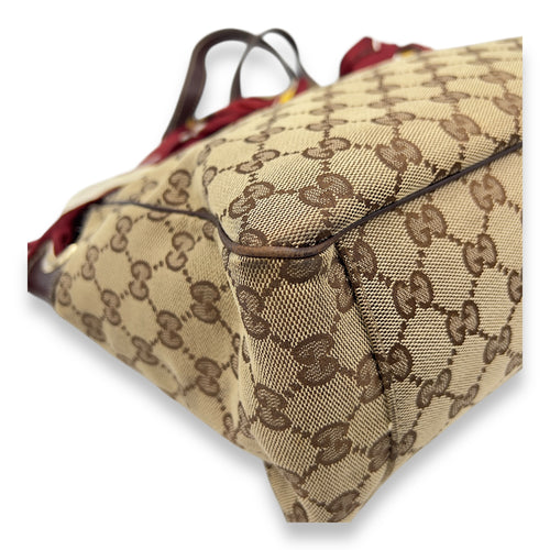 Gucci GG Brown Tote Bag in Canvas, Light Gold hardware_7