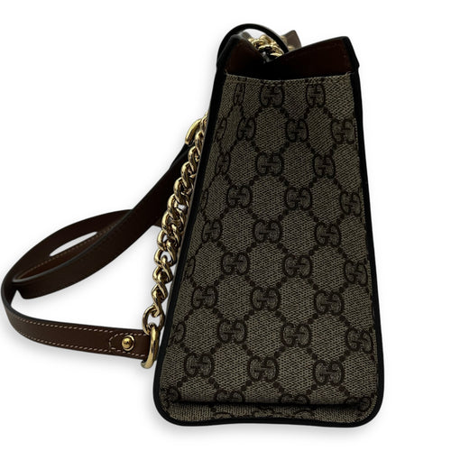 Gucci Padlock Brown Shoulder Bag in Coated Canvas, Gold hardware_4