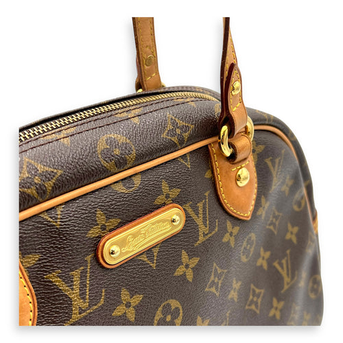 Louis Vuitton Montorgueil Shoulder Bag Brown in Monogram Coated Canvas, Gold hardware_7