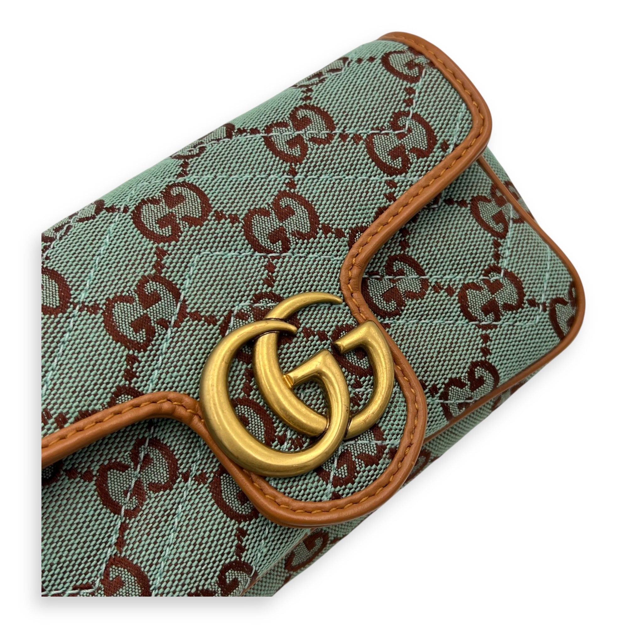 Gucci GG Marmont Crossbody Bag Super Mini Blue in Denim, Gold hardware_7