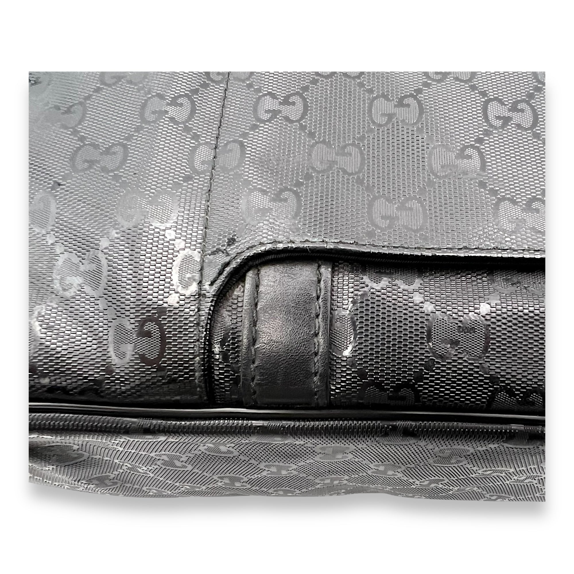 Gucci GG Top Handle Bag Black in Coated Canvas, Silver hardware_7