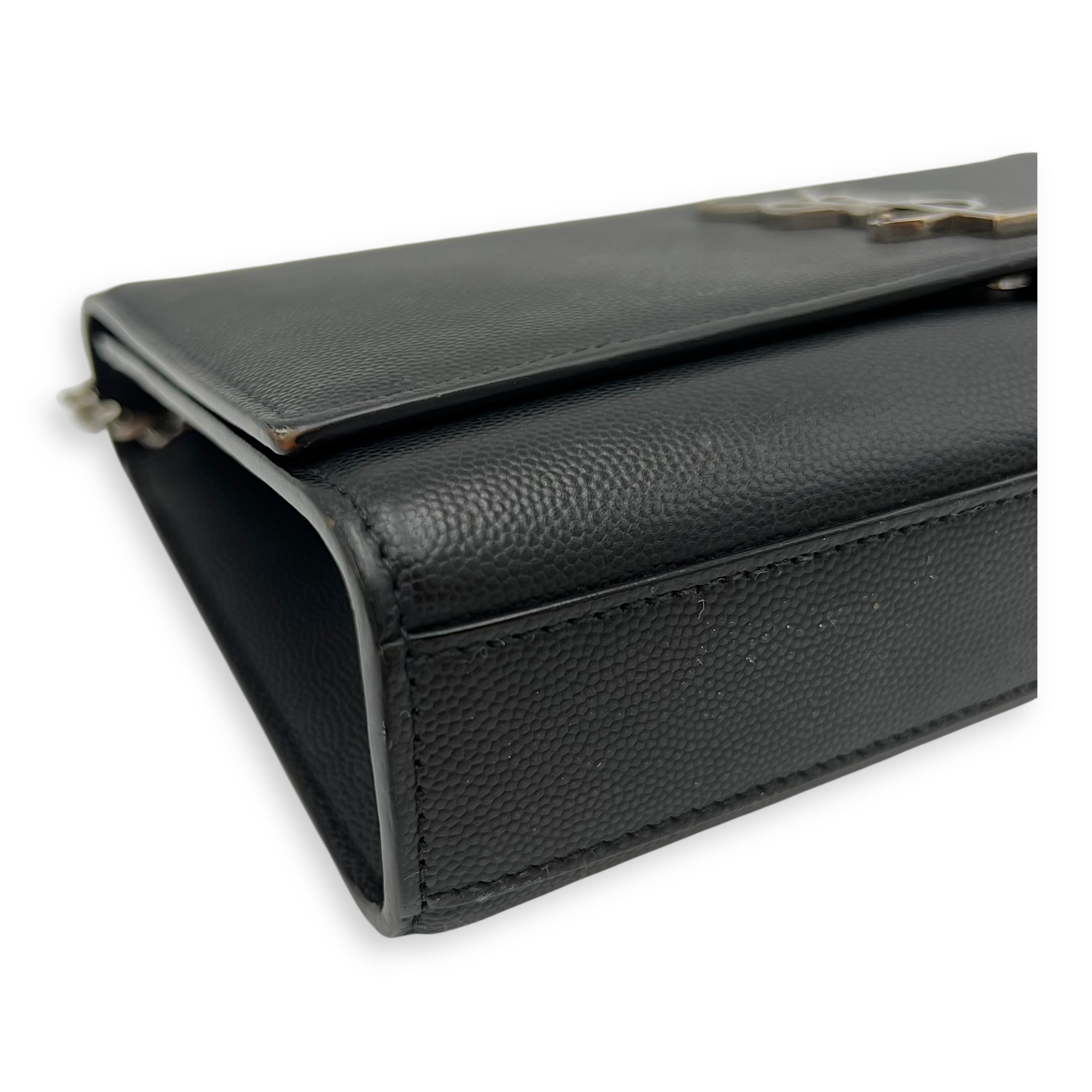 Saint Laurent Kate Crossbody Bag Black in Calfskin, Silver hardware_7