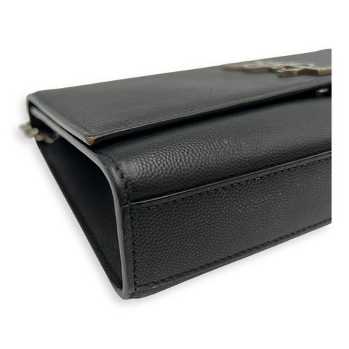 Saint Laurent Kate Crossbody Bag Black in Calfskin, Silver hardware_7