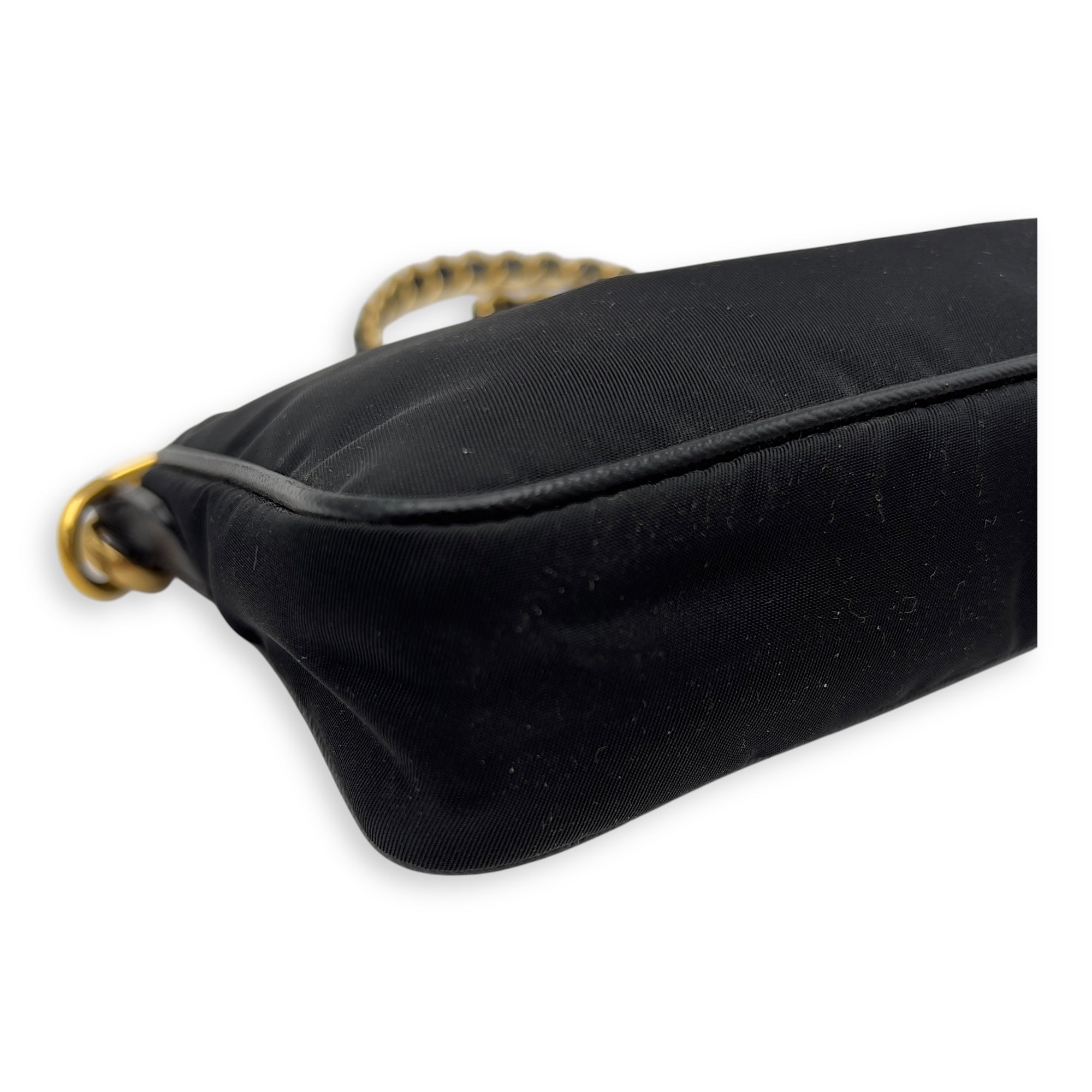 Prada Tessuto Crossbody Bag Small Black in Nylon, Gold hardware_5