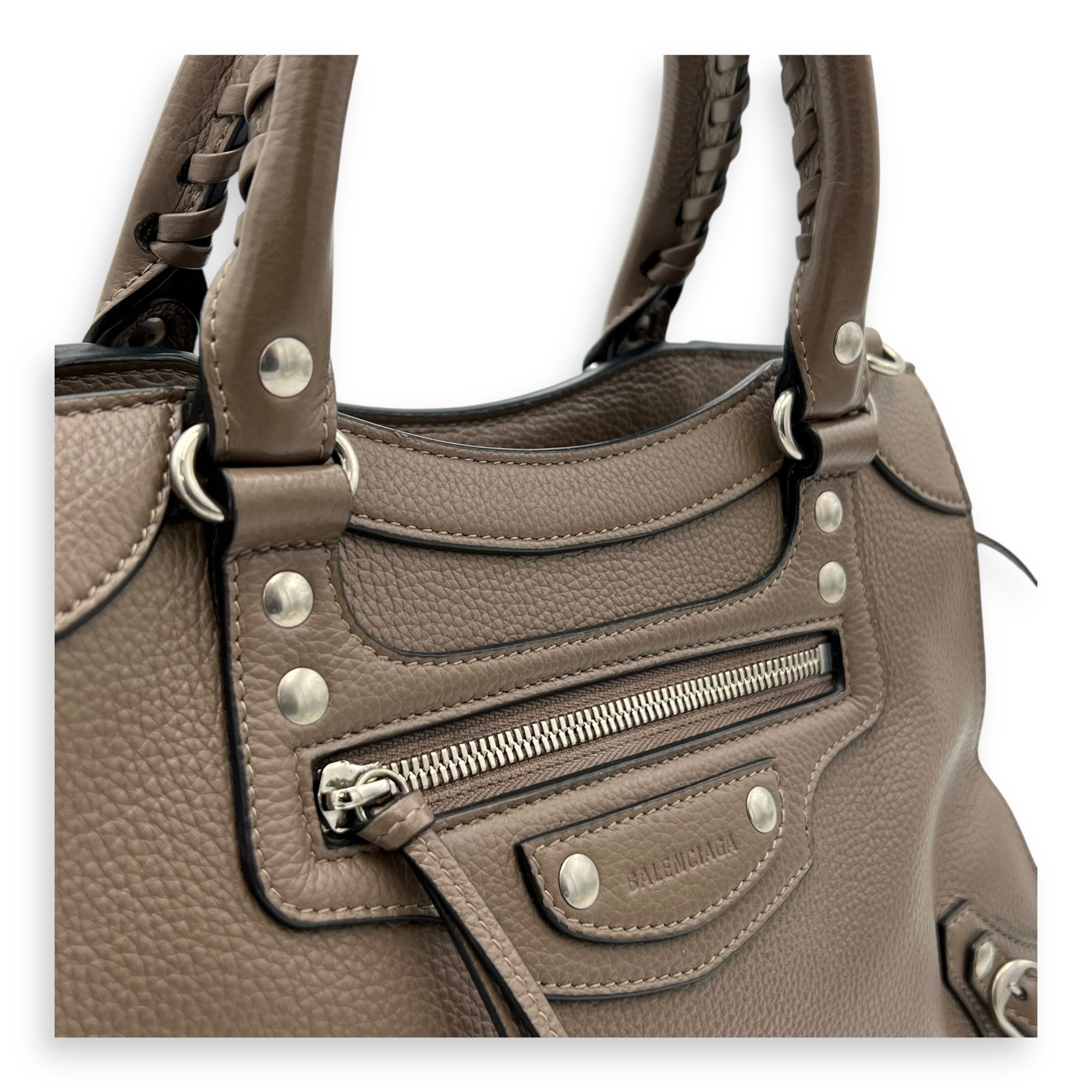Balenciaga Neo Classic Top Handle Bag Brown in Calfskin, Silver hardware_7