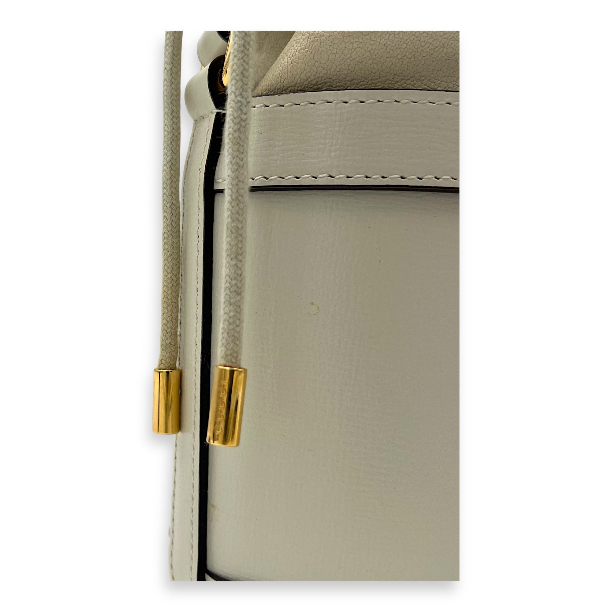 Gucci Horsebit 1955 White Bucket Bag in Calfskin, Gold hardware_7