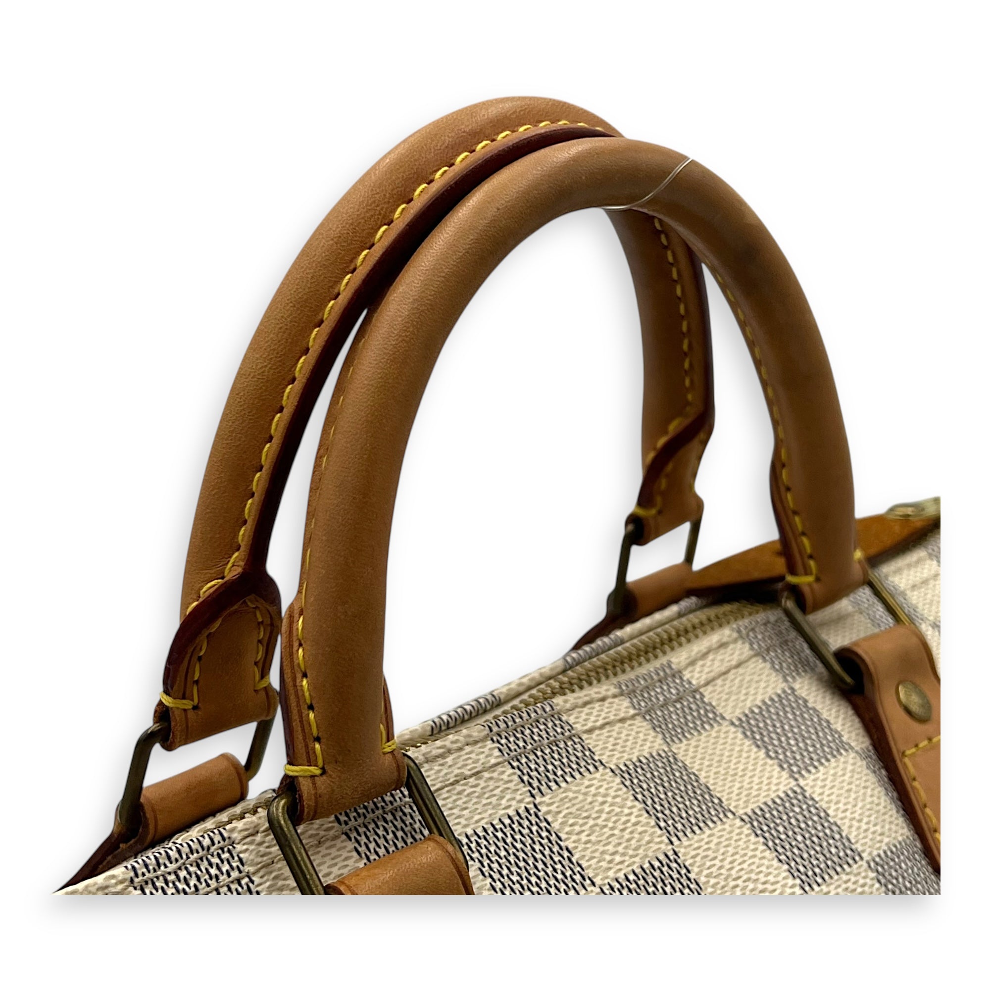 Louis Vuitton Speedy Top Handle Bag 30 White in Canvas, Gold hardware_7
