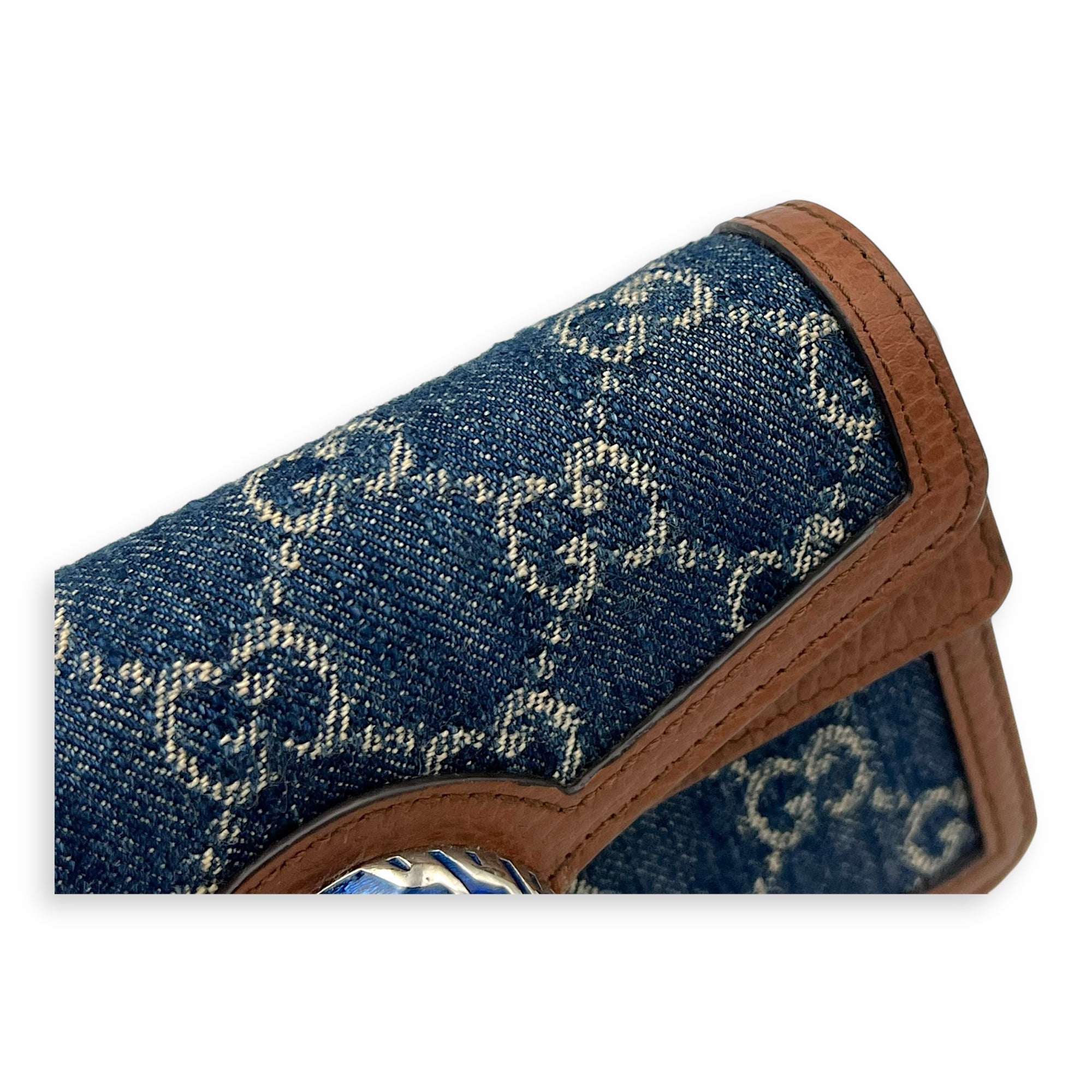 Gucci Dionysus Super Mini Blue Crossbody Bag in Denim, Ruthenium hardware_7
