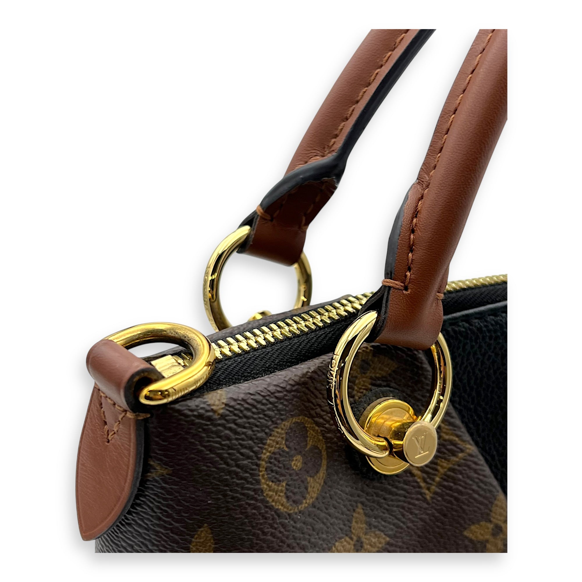 Louis Vuitton V MM Brown Top Handle Bag in Monogram Coated Canvas, Gold hardware_7