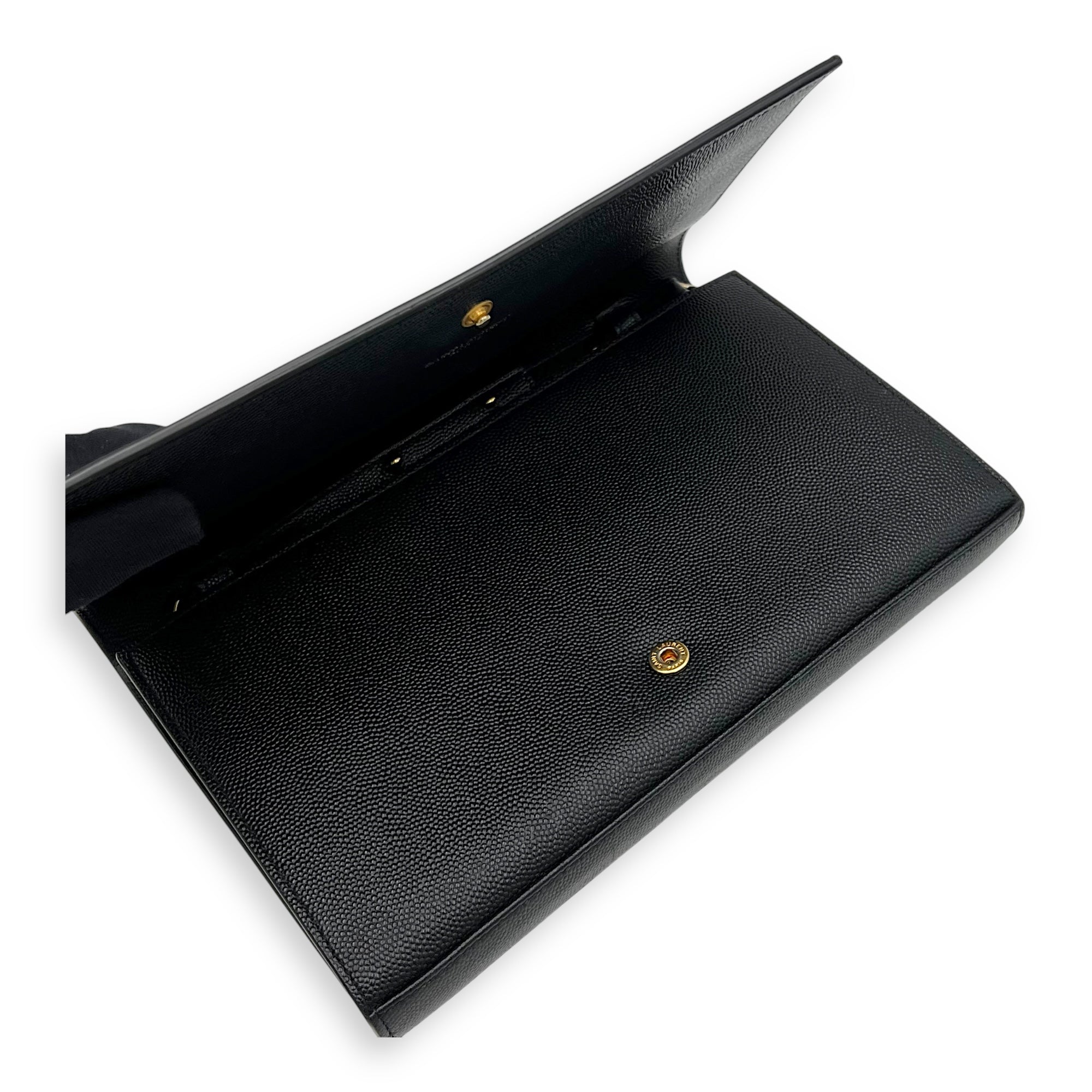 Saint Laurent Star Monogram Black Wallet On Chain in Calfskin, Gold hardware_7