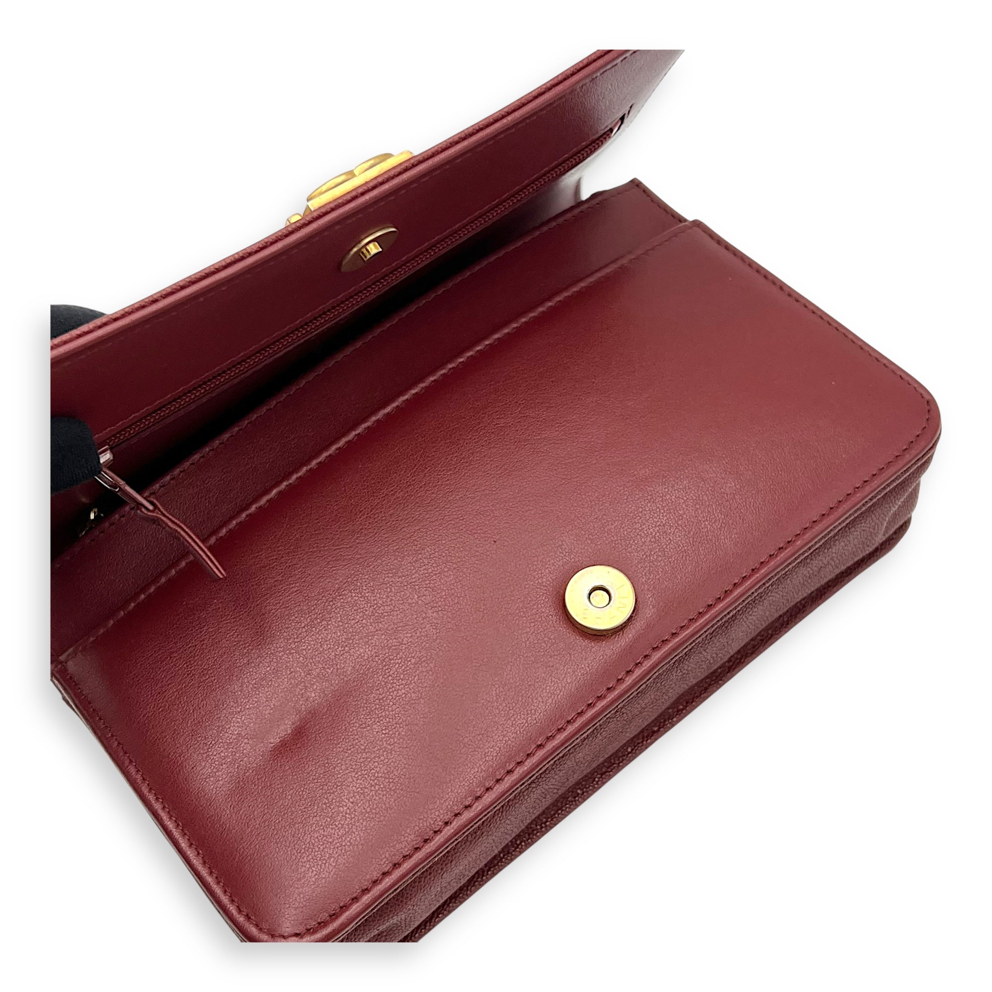 Chanel Boy Wallet On Chain Red in Caviar Leather, Gold hardware_7