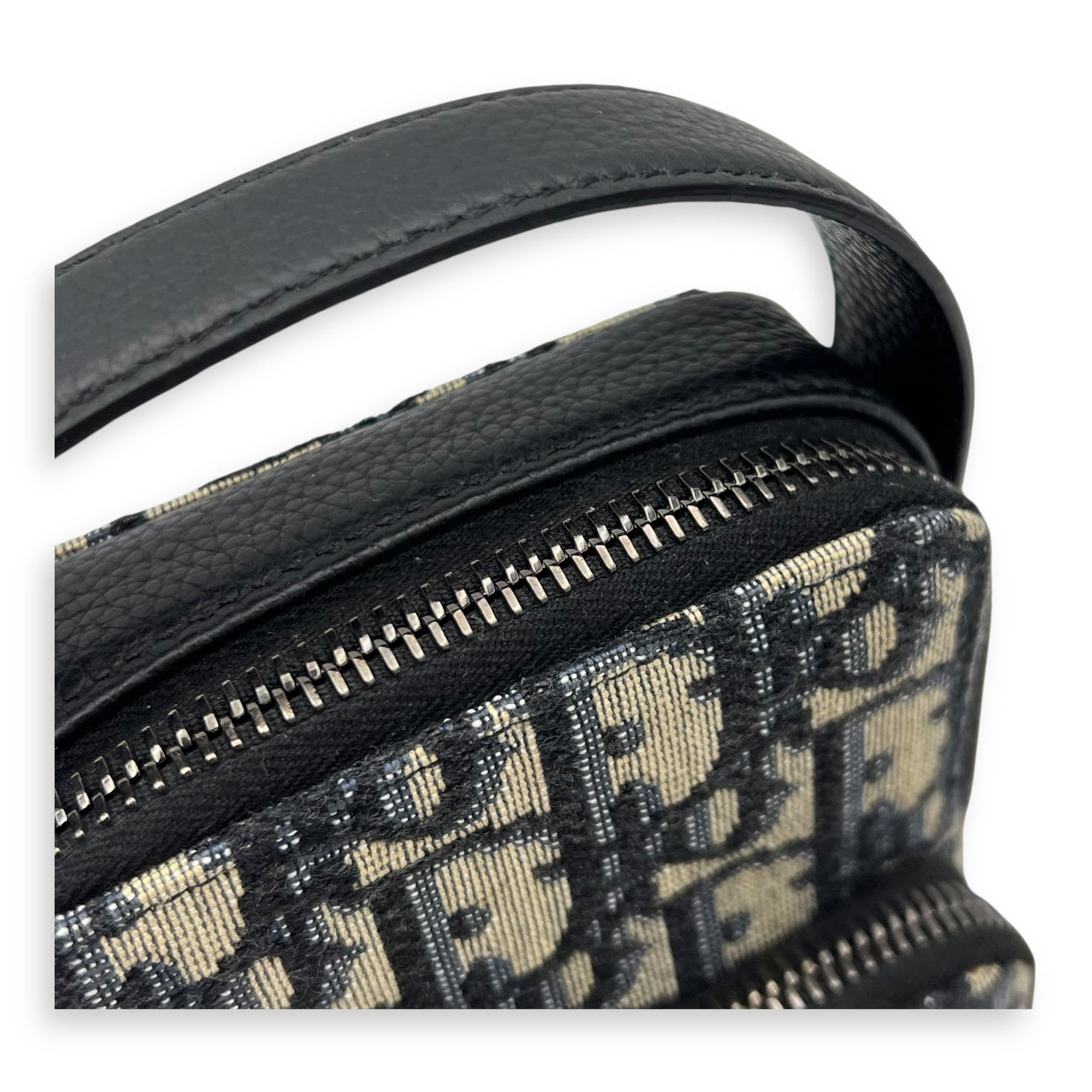 Christian Dior Oblique Crossbody Bag Blue in Jacquard, Silver hardware_7
